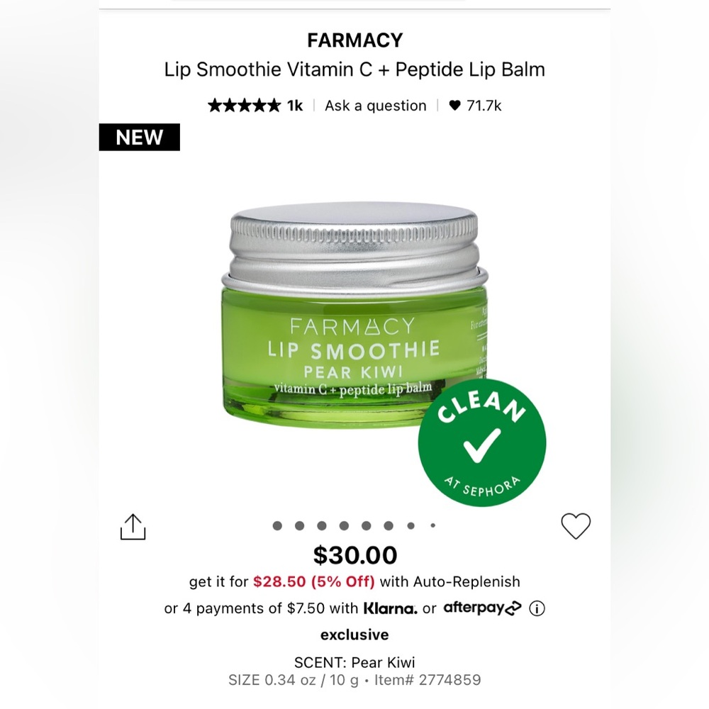 Farmacy  Lip Smoothie Vitamin C + Peptide Lip Balm